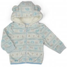 H33572:  Baby Blue Fairisle Print Hooded Cuddle Fleece Jacket (6-24 Months)